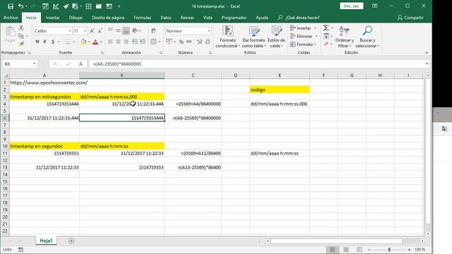 CONVERTIR ENTRE TIMESTAMP Y FECHA HORA EXCEL смотреть онлайн