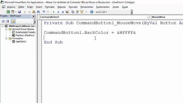 Alterar Cor de Botão de Comando em Formulário Excel VBA ao Mover Mouse смотреть онлайн
