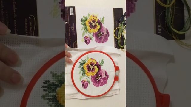 Вышивка крестиком "Анютины глазки" фирма Алиса. от начала до готовой работы. смотреть онлайн