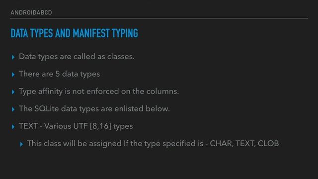 6. Persistence Bootcamp SQLite Data Types and Manifest typing (Part 1) смотреть онлайн