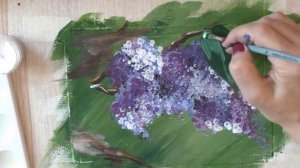 Рисуем ветку сирени гуашью. Правополушарное рисование