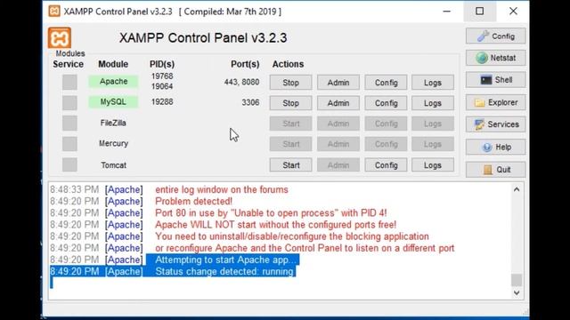 Solve Port 80 error in XAMPP server || Error : Apache shutdown unexpectedly смотреть онлайн