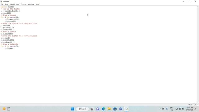 Program in Python that uses the turtle module to create a simple drawing смотреть онлайн