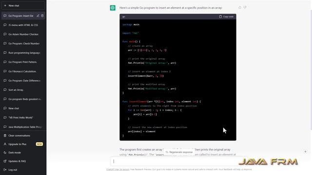 How to insert an element into an array at a specific index in Golang 1.20 смотреть онлайн