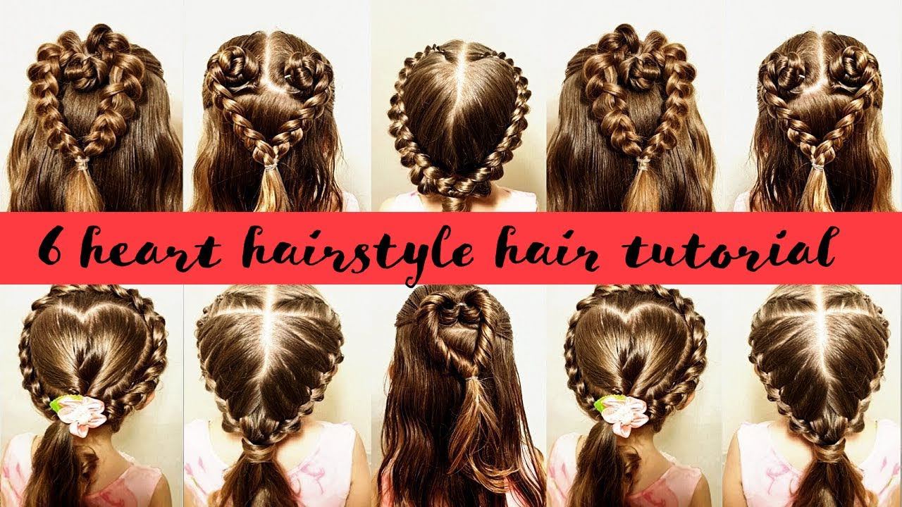 6 Heart hairstyle hair tutorial. Hairstyles for girls. Kids hairstyles braids! смотреть онлайн