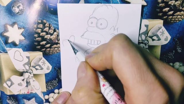 Как нарисовать Гомера Симпсона. Простой рисунок для срисовки смотреть онлайн