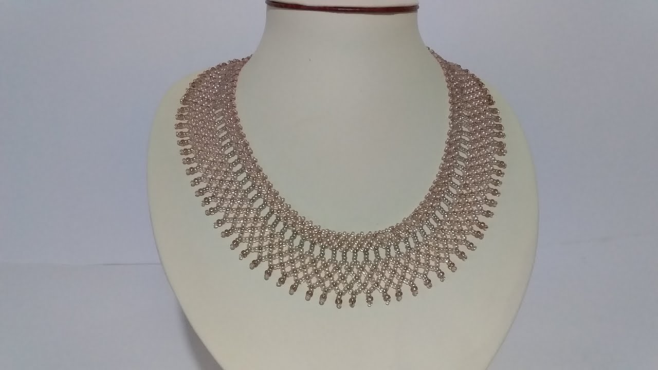 Бисероплетение. Украшение из бисера. Колье. Мастер класс. Пошаговый МК для начинающих. смотреть онлайн