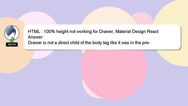 HTML : 100% height not working for Drawer, Material Design React смотреть онлайн
