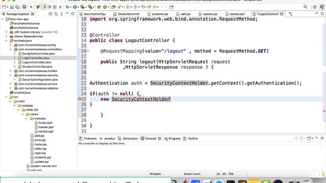 21 JAVA Spring MVC Logout смотреть онлайн