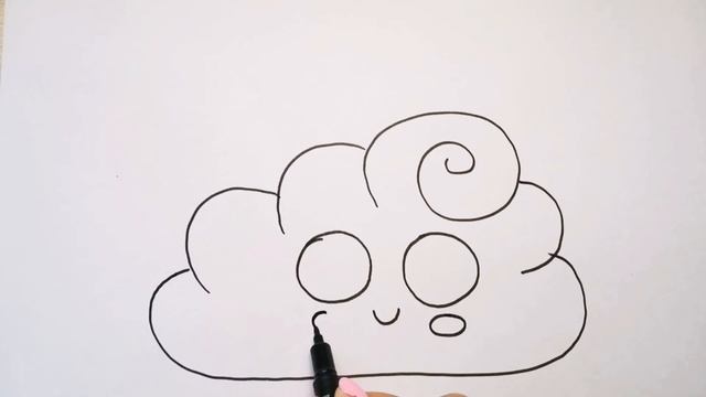 Как нарисовать кавайное облако /милое облачко рисунок //How to draw a cloud of kawaii / смотреть онлайн