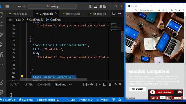 12. Simple Landing Page with React Hooks for beginners - Card Landing Page смотреть онлайн