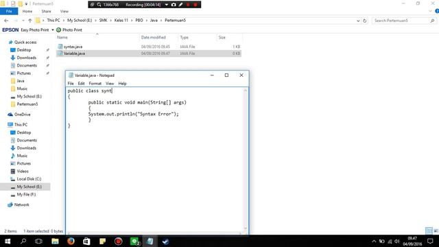 syntax error , runtime error dan variable (Java) смотреть онлайн