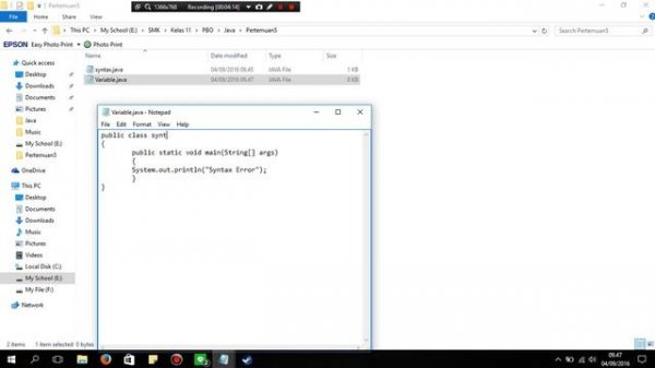syntax error , runtime error dan variable (Java)