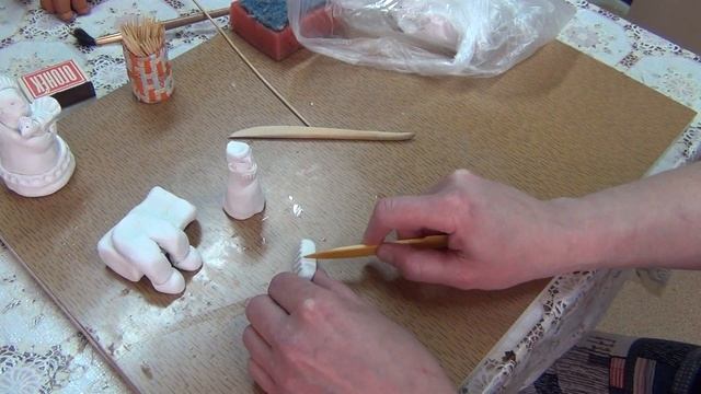 Лепка Хлудневской композиции - мужик с гармошкой из самотвердеющей глины смотреть онлайн