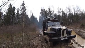 Урал на бездорожье, дорога через лес!!!Колея от КрАза.