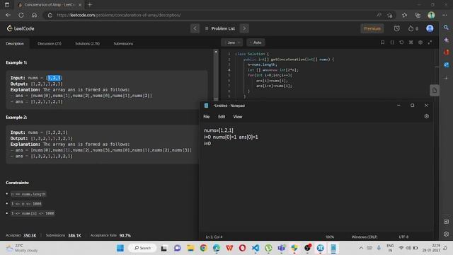 1929. Concatenation of Array | LeetCode | Java смотреть онлайн
