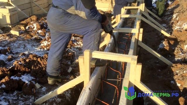 Заливка фундамента зимой от СК ДОМАПЕРМЬ.РФ смотреть онлайн