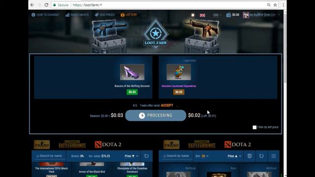 How to Exchange dota2, CSGO, PUBG, items and skins with loot.farm and dota.money смотреть онлайн