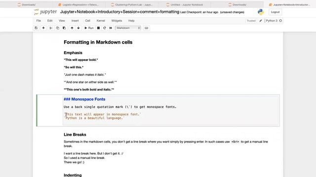 Jupyter introduction, heading, comment and execution of commands in python смотреть онлайн