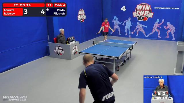 11:30 Рубцов Эдуард 1-3 Плющ Павел   стол 4  ЮГ-1  13.06.22