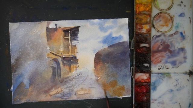 Watercolor Painting - A View Of Village