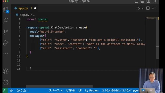 OpenAI GPT-3.5 TurboチャットAPIの実行シーン | Pythonコードデモ смотреть онлайн