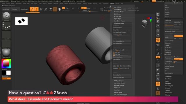 #AskZBrush - "What does Tessimate and Decimate mean?" смотреть онлайн