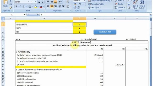 Form 16 Part B in excel format AY 2018-19 смотреть онлайн