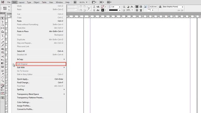 Adobe InDesign CS6 - Меню Edit