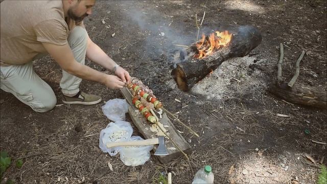 Шашлык? из "ТОПОРА" БЕЗ мангала и шампуров!бонус ? овощи ГРИЛЬ. Миска из хлеба. смотреть онлайн