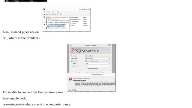 Databases: Unable to connect to SQL server 2008 R2 via Instance name? смотреть онлайн