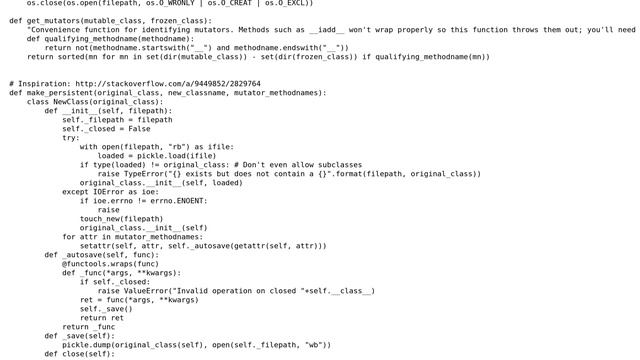 Code Review: General way to add persistence to a class in Python смотреть онлайн