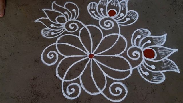 simple and easy lotus kolam 5*3dots small beautifulkolam daily muggulu смотреть онлайн