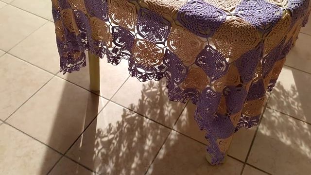 #скатерть, #крючок,#нитки, #мотив ,#вязание. Акриловая скатерть крючком из ажурных мотивов. смотреть онлайн