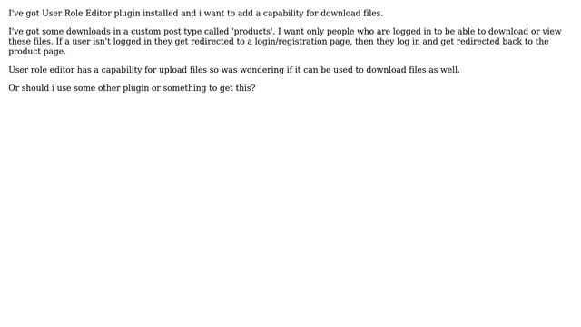 Wordpress: User role editor - Add download files capability смотреть онлайн
