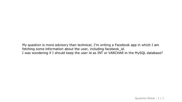 MySQL : Saving facebook id as int or varchar? смотреть онлайн