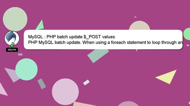 MySQL : PHP batch update $_POST values смотреть онлайн