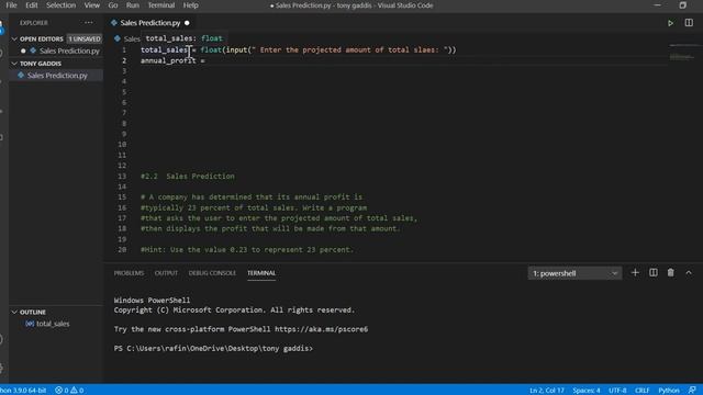 # 2 sales prediction - chapter 2 - Tony Gaddis - Starting Out With Python смотреть онлайн