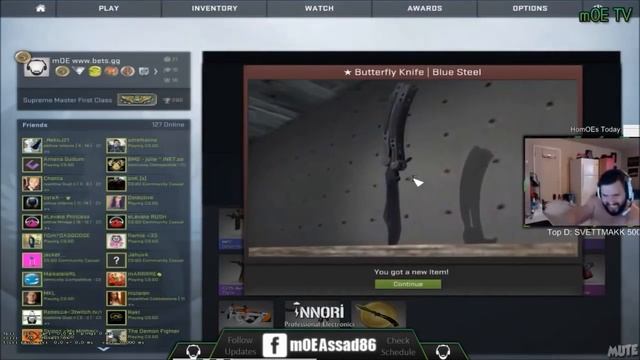 Реакция киберспортсменов на выпадение ножей во время стрима! смотреть онлайн