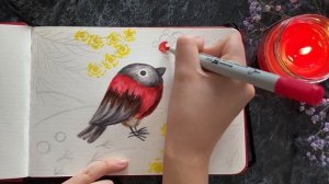 ЗИМНИЙ РИСУНОК акварельными маркерами // урок для начинающих