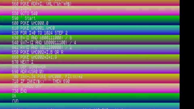 MSX Screen 0 multicolor demo смотреть онлайн