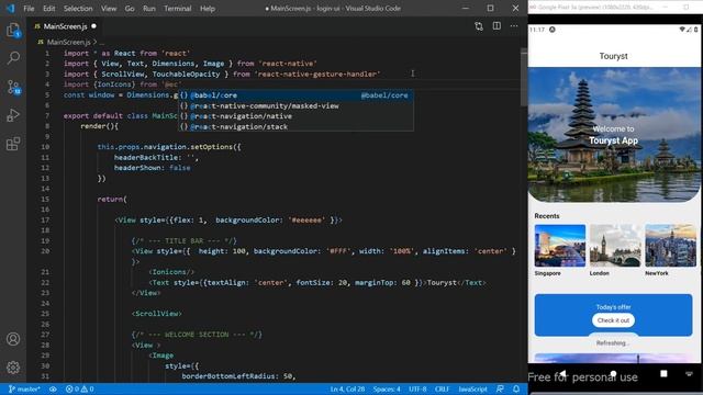 React Native Tutorial | How to design a Travel App from scratch - Part 4 - Touryst App UI смотреть онлайн