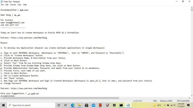 How to Create Workspace | Oracle APEX 21.2 смотреть онлайн