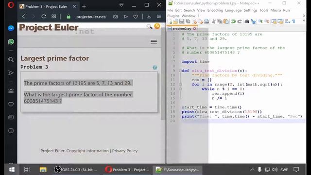 Euler Problem 3 - Factorization - Simple Programming in Python смотреть онлайн