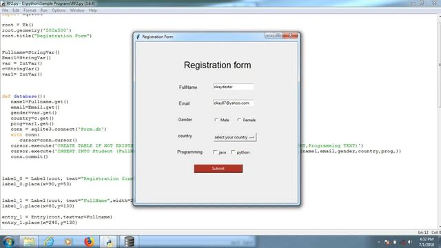 Registration Form Using Tkinter Python 3 #Part 2 Database Connectivity смотреть онлайн