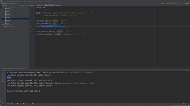 PYTHON MODULES - ΜΑΘΗΜΑ 8.2 - RE (Β') - Μέρος 2 από 4 - Συναρτήσεις: match(), fullmatch(), search() смотреть онлайн