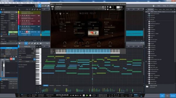 Native Instruments NOIRE Felt Piano played in Studio One 4