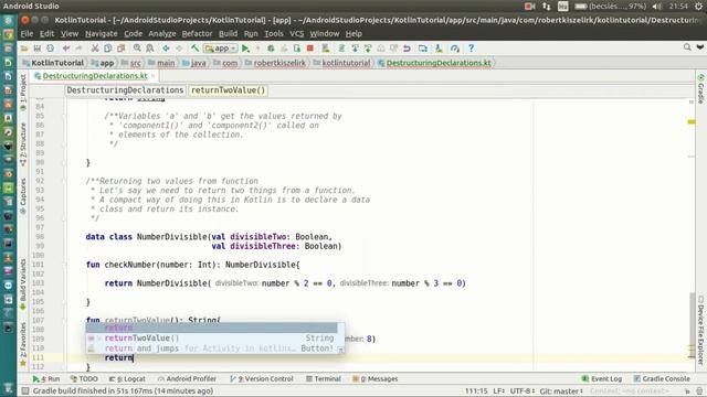 Android Kotlin Tutorial #145 - Destructuring Declarations - Returning Two Values from Function смотреть онлайн