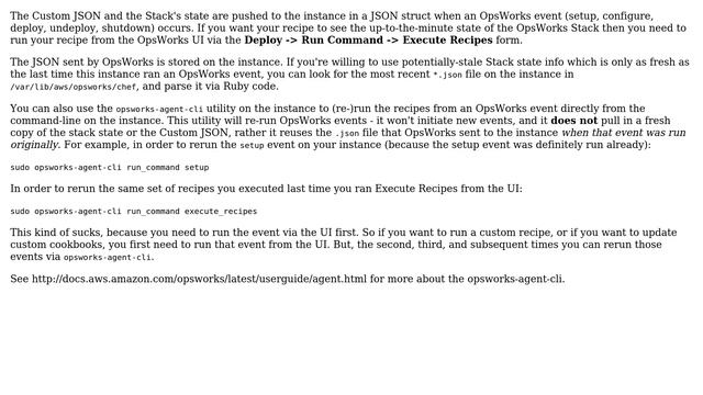 debugging chef recipes on opsworks instances - access to custom json / data bag attributes смотреть онлайн