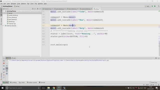 Creating a Status Bar in a Tkinter GUI - Python GUI using Tkinter In Hindi #13 смотреть онлайн